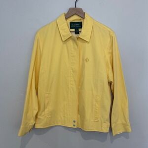 Lauren Ralph Lauren Vintage Yellow Cotton Harrington Jacket Gingham Lined Large